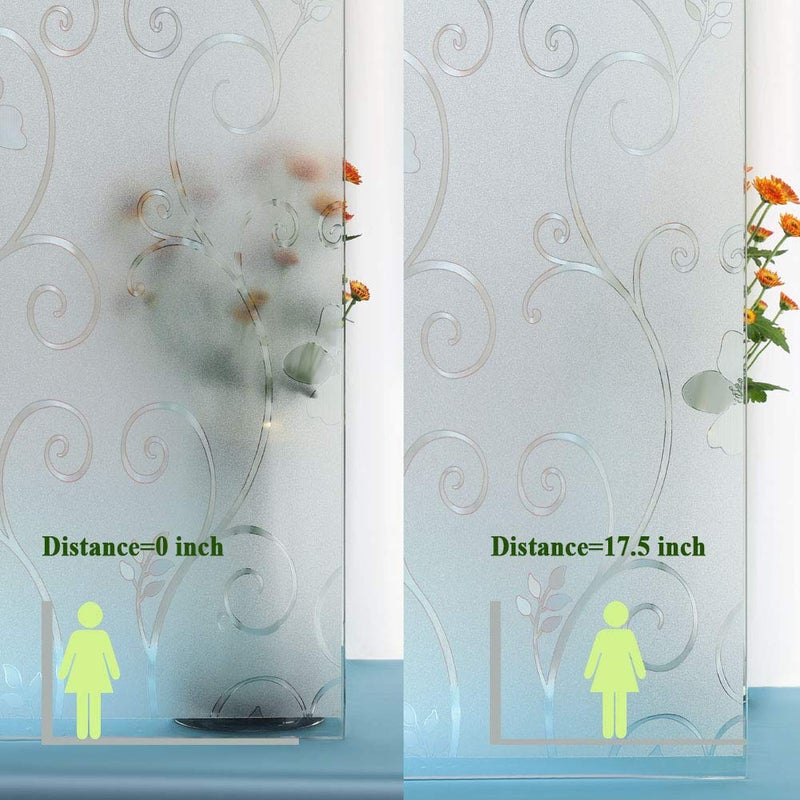 Mikomer 3D Flower Privacy Window Film,Frosted Decorative Glass Door Film,No Adhesive Stained Glass Window Decor,Static Cling Heat Control Anti UV for Home and Office,35 inches by 78.7 inches - Image 5